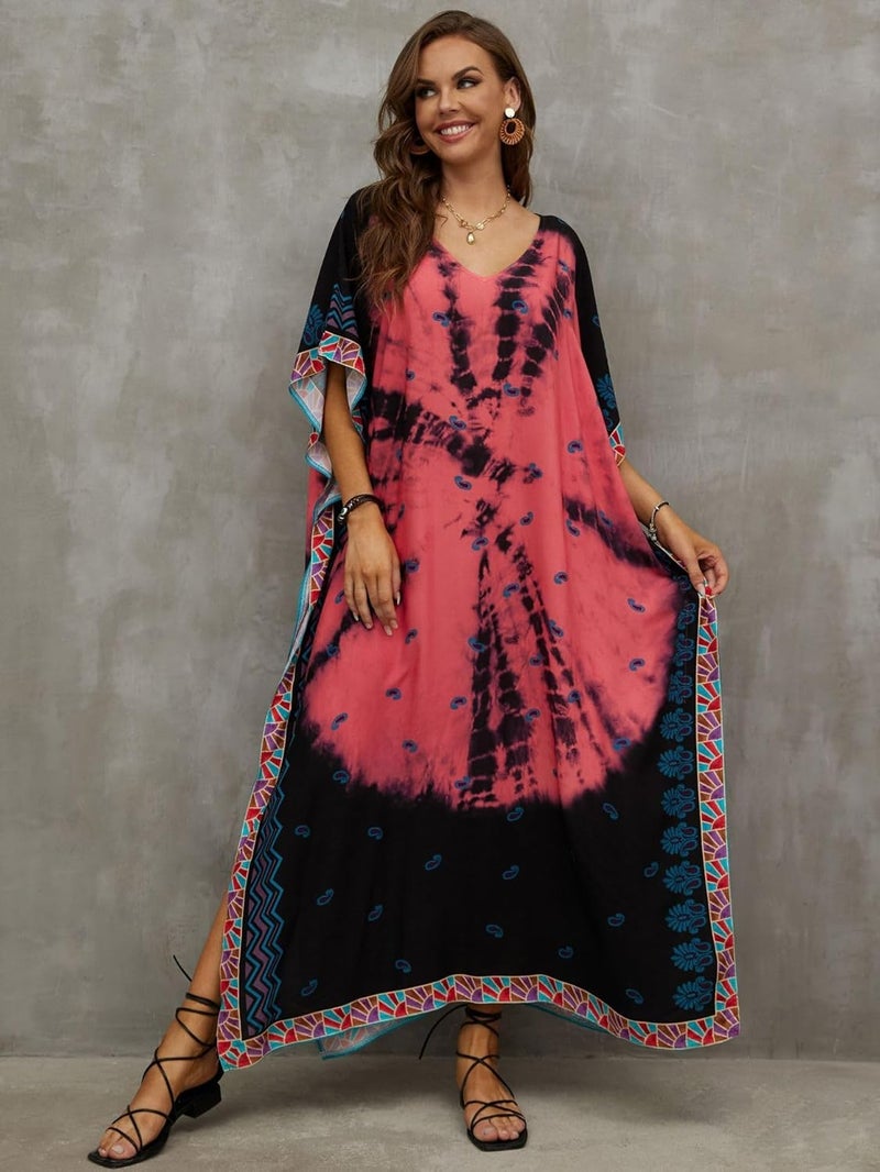 IMAGEKOPE Kaftan Dresses for Women Plus Size Bathing Suit Cover up Caftan Maxi Beach Dresses - Image 2